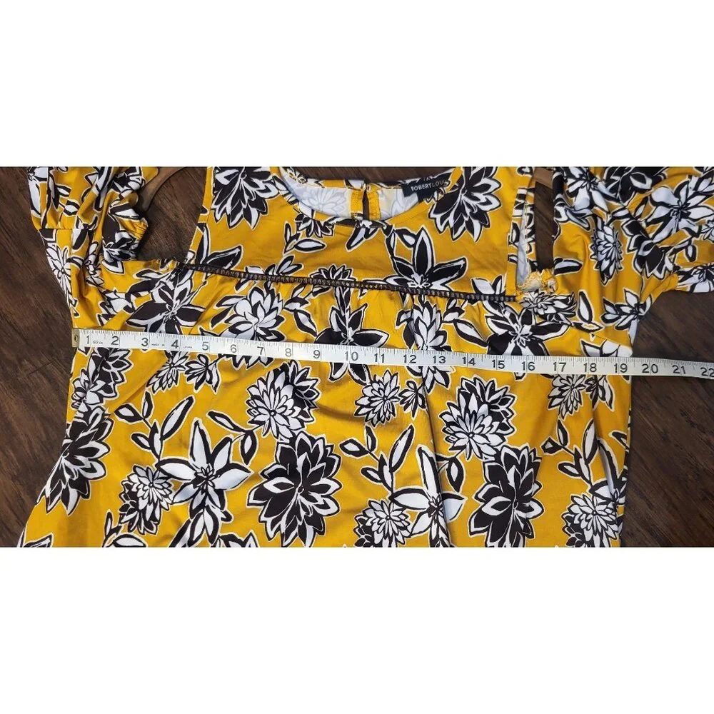 Floral Cold Shoulder Flutter Sleeve Pull On Yellow Wedding Guest Dress M